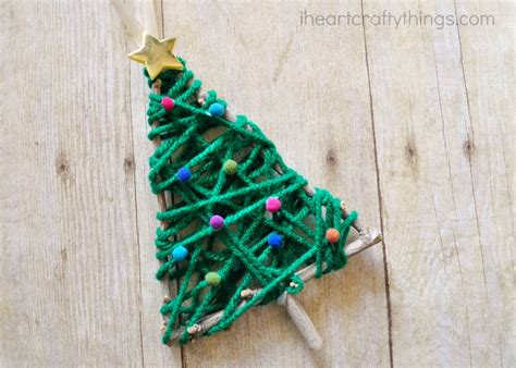 Yarn Wrapped Christmas Tree Twig Ornament I Heart Crafty Things