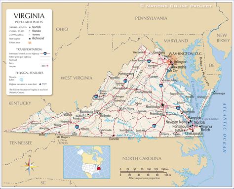 Map of the Commonwealth of Virginia, USA - Nations Online Project