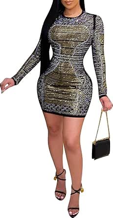 Amazon PORRCEY Women Sexy Hot Drilling Process Sexy Dress Party Club Night Dress