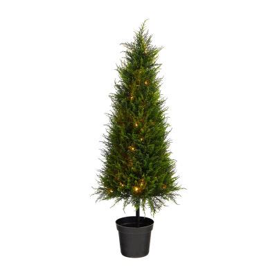 Nearly Natural Cypress Faux 3 1 2 Foot Pre Lit Christmas Tree Color