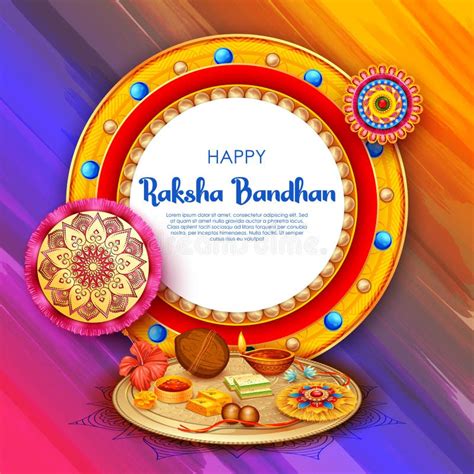 Greeting Card And Template Banner With Decorative Rakhi For Raksha