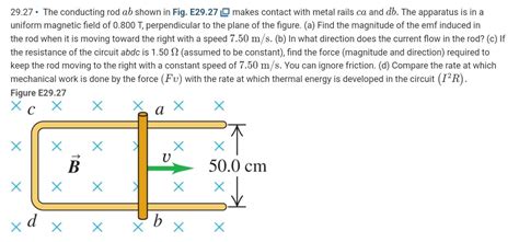 Solved The Conducting Rod Ab Shown In Fig E Chegg