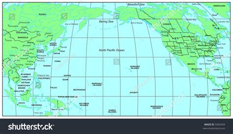 Sea Maps Series: North Pacific Ocean Stock Photo 5456764 : Shutterstock