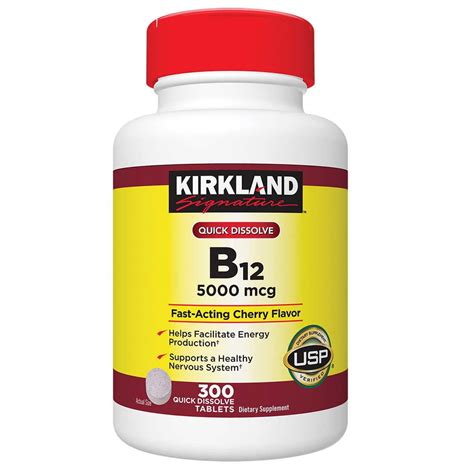 Kirkland Signature Quick Dissolve Chewable B 12 5000 Mcg 300 Tablets