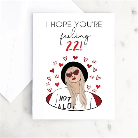 22nd Birthday Card Taylor Swift 22 Birthday Card 22nd Etsy