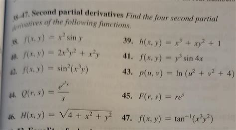 Solved Find The Four Second Partial Derivatives Of The