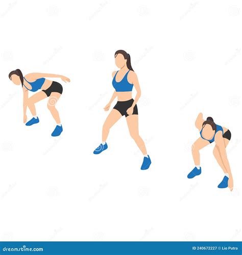 Woman Doing Side Shuffle Exercise. Stock Vector - Illustration of hamstring, instruction: 240672227