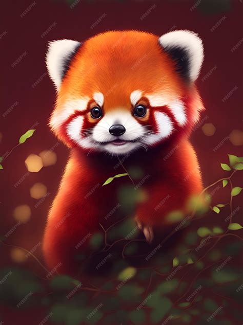 Premium AI Image | A red panda with a white face and red eyes