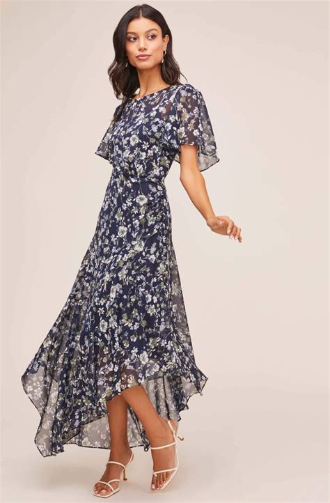 Flutter Sleeve Floral Maxi Blue Green Floral Xs In 2020 Ladies