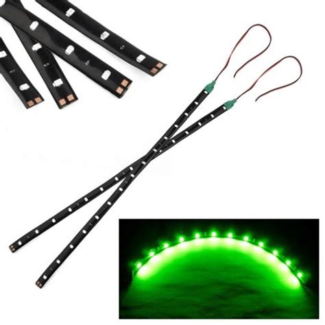 Pack de 4 bandes lumineuses vertes imperméables pour motos 30 cm