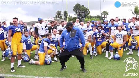 San Jose State Spartans football coach does an epic dance to MC Hammer