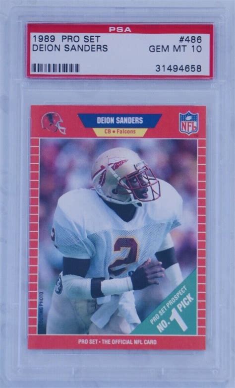 1989 Pro Set Deion Sanders Rookie RC 486 PSA 10 GEM MT HOF Atlanta