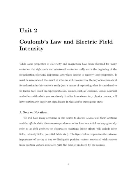 Unit 2 Coulomb`s Law And Electric Field Intensity