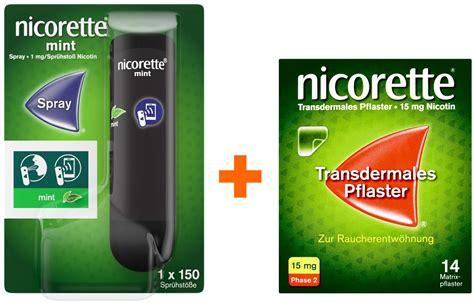 Nicorette Mint Spray 1 mg 1 Stück Nicorette TX Pflaster 15 mg 14 Pfl