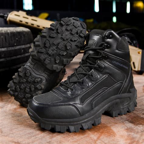 Black boots high cut shoes for men Tactical boots Combat boots outdoor ...