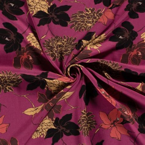 Lidani Viskose Twill Flower Agata Fuchsia