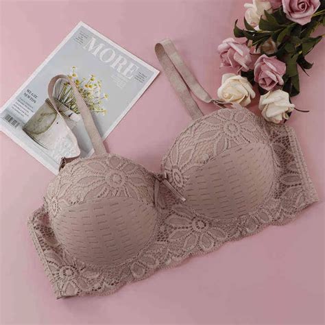 Parifairy Floral Lace Demi Self Adhesive Bra Push Up Balcony Lingerie