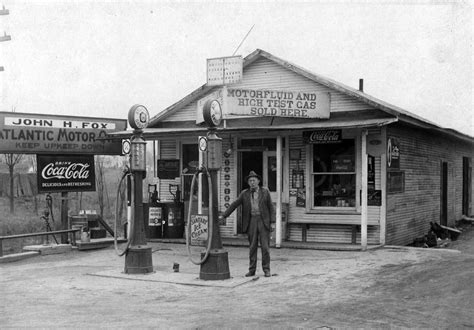 Historic Service Stations John Fox In Front Of His Gas Station On