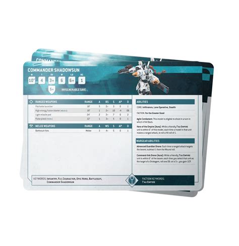 Warhammer 40k 10e Tau Empire Datasheet Cards Common Ground Games