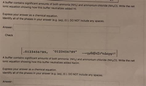 Solved A Buffer Contains Significant Amounts Of Both Ammonia Chegg