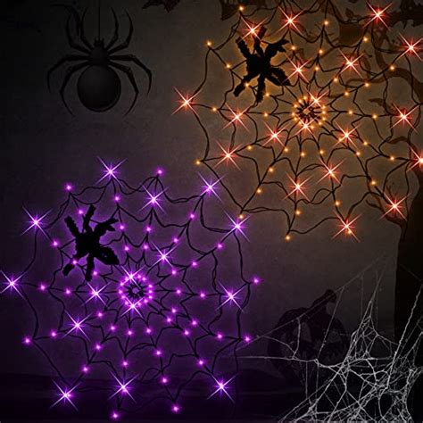 Dazzle Bright Halloween Decorations 2 Pack 80 Led Spider Web Lights