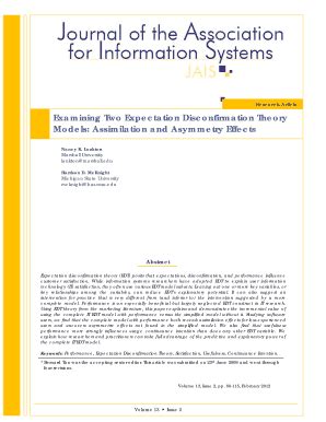 Fillable Online Examining Two Expectation Disconfirmation Theory Models