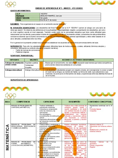 Unidad De Aprendizaje Marzo 3ro Descargar Gratis Pdf Números