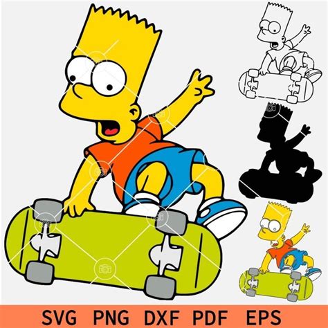 Layered Skating Bart Simpson Svg Bart Simpson Skateboard Svg