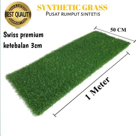 Karpet Rumput Sintetis Meteran Tipe Swiss 3cm Ukuran 100cmX50cm Full