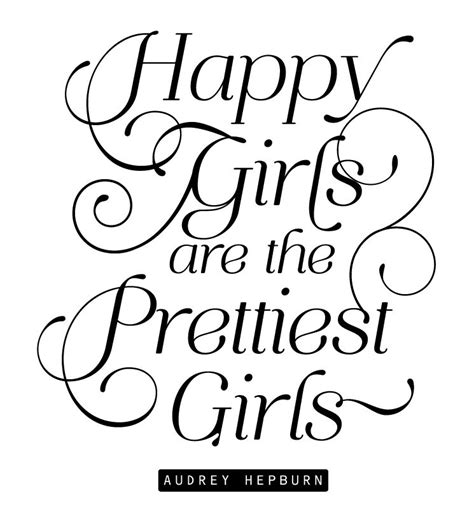 Audrey Hepburn Happy Girls Are The Prettiest Quote Wall Decal Etsy