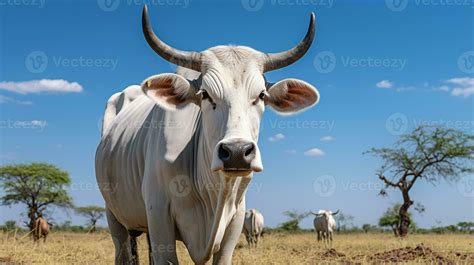 Photo of a Zebu Brahman cattle in the Farmland. Generative AI 29910015 ...