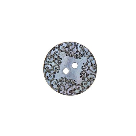 Bouton nacré gravé 22 mm Bleu clair