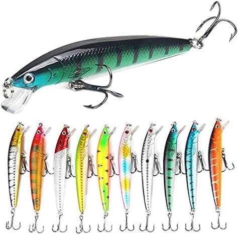 Acaiciee 10pcs 3D Artificial Minnow Fishing Lures Baits Minnow Fishing