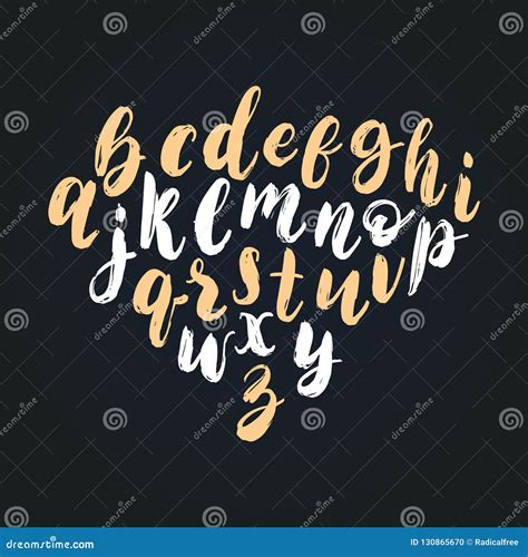 Vector Handwritten English Alphabet Calligraphy Font Of Latin Letters