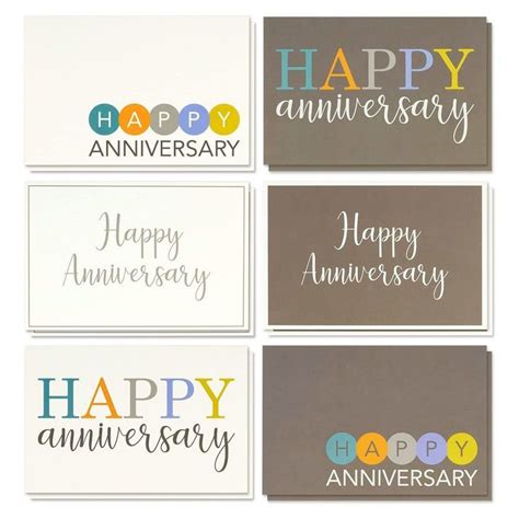 36 Pack Happy Anniversary Greeting Cards 6 Modern Multi Color