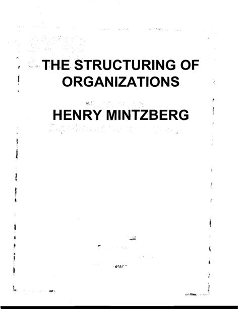 Structure Of Organizations Henry Mintzberg