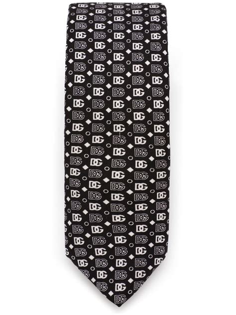 Dolce Gabbana Logo Jacquard Silk Tie Black FARFETCH