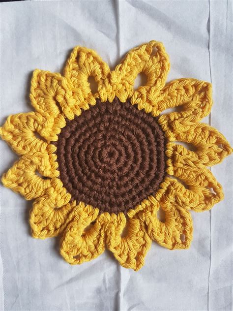 Crochet Sunflower Coaster Free Pattern Web Bring The Sunshine Inside ...