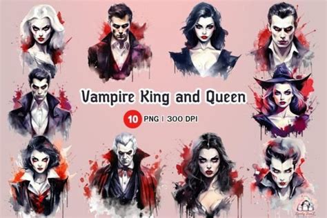 Vampire King Queen Watercolor Clipart Graphic By Lovelybenz