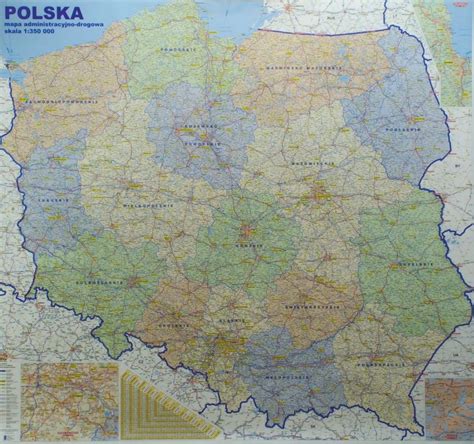 Polska Mapa Cienna Administracyjno Drogowa Arkusz