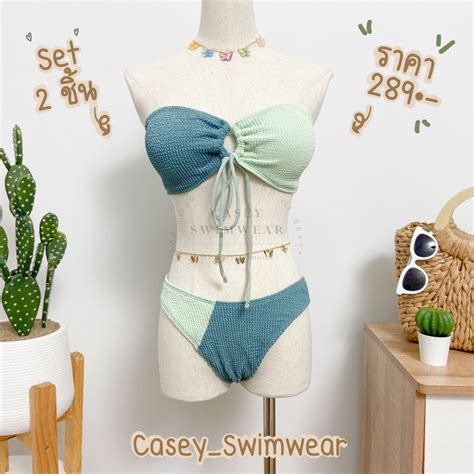 พรอมสงชดวายนำ bikini ทโทน เกาะอกสามารถผกดานหนา หรอผกคอได ฟองนำในตว Shopee Thailand