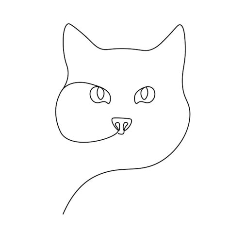 Dibujo Continuo De Una L Nea De Cabeza De Gato Vector Premium