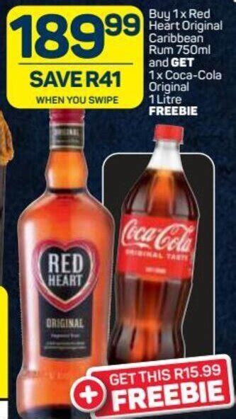 Buy 1 Red Heart Original Caribbean Rum 750ml And Get 1 X Coca Cola