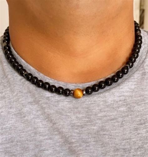 Black Jasper Necklace For Men Men Black Choker Necklace Natural Black Jasper Necklace For Men