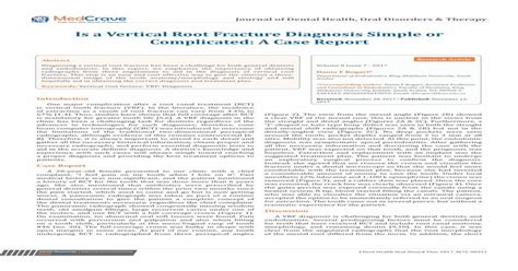 Is a Vertical Root Fracture Diagnosis Simple or ...medcraveonline.com ...