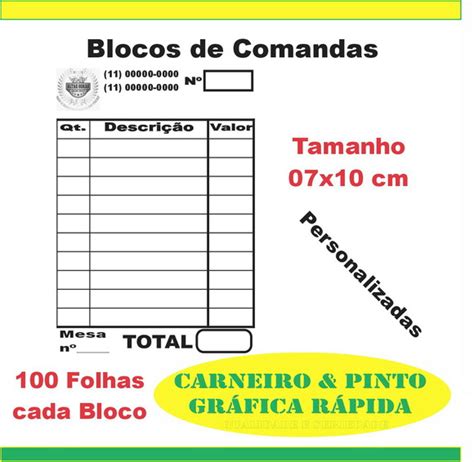 Bloco 100 Fls Comanda Atendimento Para Salao De Beleza Elo7