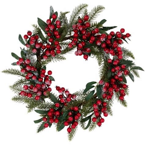 Northlight Frosted Red Berries And Foliage Artificial Christmas Wreath