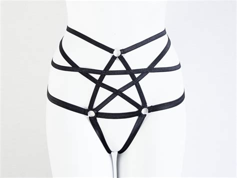 Pentagram Lingerie Black Body Harness Pentagram Harness Strappy