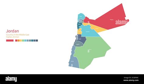 Jordan Map Colorful Detailed Vector Map Of The Middle East Country