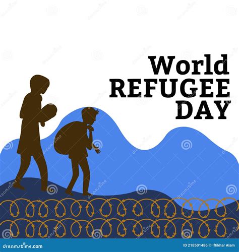 June 20 World Refugee Day Vector Illustration And Black Color Text